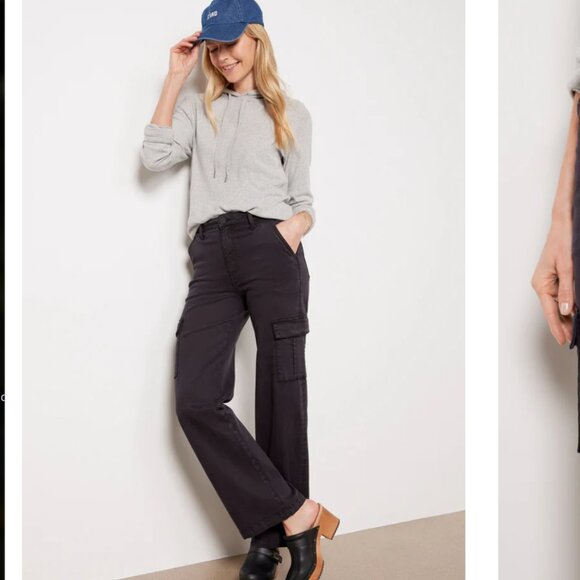 Kut From The Kloth Miller Wide Leg Pant Black Cargo Pants Size 6 NWT NEW - Picture 1 of 3